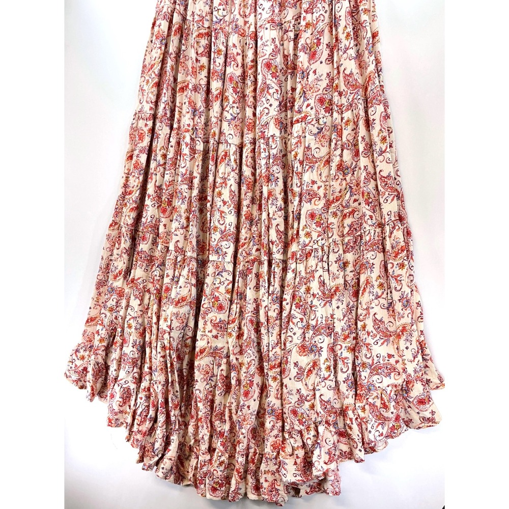 Wild Moss Boho Floral Paisley Tiered Maxi Skirt Sz S Cottagecore Peasant Prarie - Picture 7 of 9